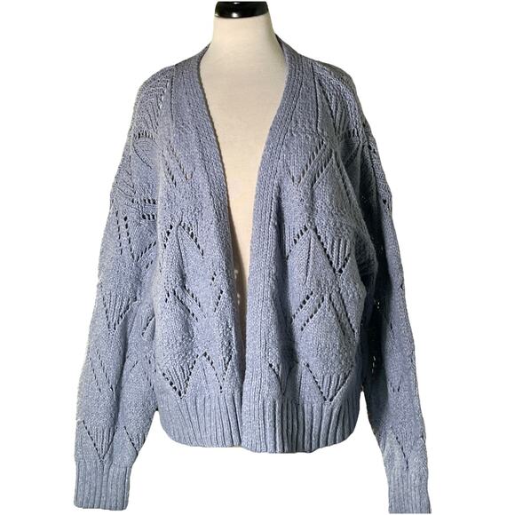 Hippie Rose Slate Blue Open Front Loose Knit Cardigan XXL - Picture 1 of 5